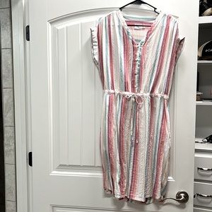 Striped cuffed sleeve dress